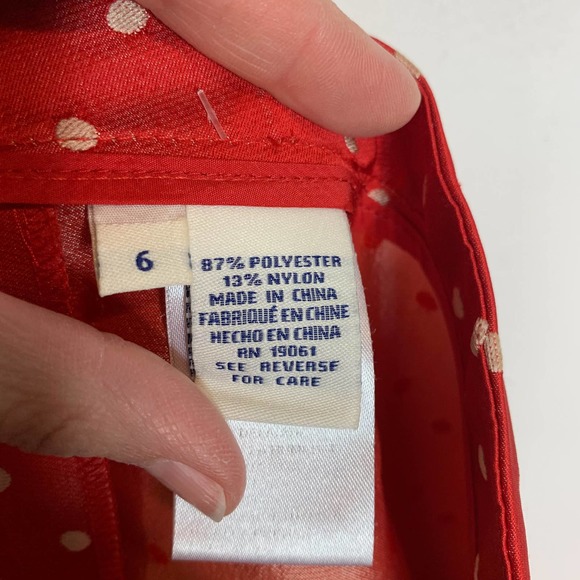 VINTAGE DONCASTER polka dot red white trousers high rise flat front rockabilly - Picture 7 of 11